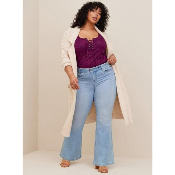 torrid Tops - Torrid Bodysuit Corset 5X Lace Seamed Lace Up Bodysuit Purple Floral New